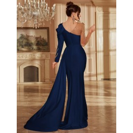 Women's Formal Evening gown - V-Neck Long Formal dress with Zipper back, Elegant Mermaid Party, Wedding, State Gala - Machine Washable Formal Attire in Bright Pink