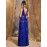 Elegant Royal Blue Sequin Gown for Women - V-Neck, Waist-Cinching Long Dress with Flowing Skirt, Perfect for Parties, Galas, and Formal Events, Formal Event Attire|Sequin Embellished Dress|Sleek Fitted Top