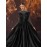 Women's Elegant Black Evening Gown - Satin & Mesh Cocktail Dress with Stand-Up Collar, Rhinestone Embellishments, Fitted Silhouette & Micro-Stretch Fabric for Galas, Weddings, Formal Parties