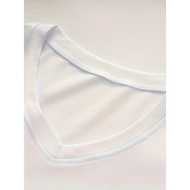 Women'S V-Neck T-Shirt with Left Chest & Sleeve Logo Print, Customizable Personal Design, Soft Breathable Stretch Fabric for Comfortable Movement - Perfect for, Casual Wear, Yoga, Dance & Sports Teams, Comfortable Fit, Durable Construction