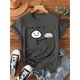 [Graphic Print Tee] Soft Stretch Women's Casual Short Sleeve T-Shirt with 