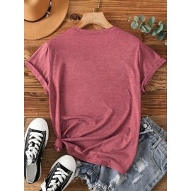 [Graphic Print Tee] Soft Stretch Women's Casual Short Sleeve T-Shirt with 