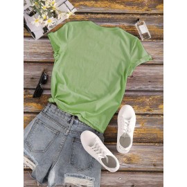 Women's Casual Short Sleeve T-Shirt - Vibrant Yellow Spanish Letter Print with Lighthouse & Wave Design, Inspirational 