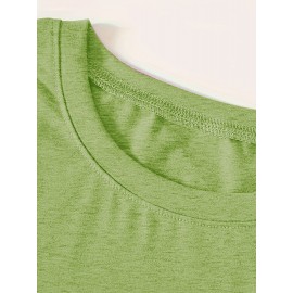 Casual Vintage Loose Round-Neck Short-Sleeve T-Shirt with a Simple English Letter Print Design.