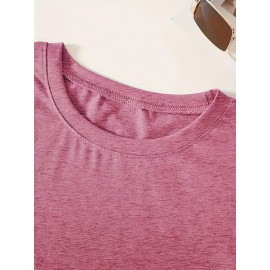 Casual Vintage Loose Round-Neck Short-Sleeve T-Shirt with a Simple English Letter Print Design.