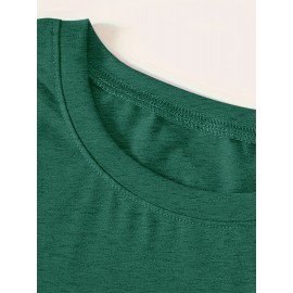 Casual Vintage Loose Round-Neck Short-Sleeve T-Shirt with a Simple English Letter Print Design.