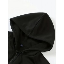 Plus Size Stitch Graphic Hoodie - Cute Cartoon Print with Hearts & Stars, Zip-Up Pullover with Pockets, Machine Washable, Black & Pink, Perfect for Casual Wear, Parties, and Holidays, Casual Wear Hoodie | Playful Design | Stretchy Fabric, Disney Shirts