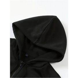 [Plus Size NY Hoodie] Plus Size Women's Light Pink NY Print Hoodie | Comfortable Long Sleeve Zip-Up with Drawstrings, Machine Washable 100% Polyester, Casual Sporty Style