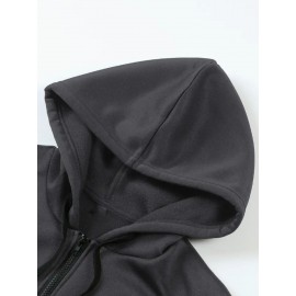 Women's Plus Size Hooded Zipper Jacket - 3-Panel Cartoon Cat Print with Pink Bows, 100% Polyester Machine-Washable Spring/Fall Casual Outerwear, Gift for Fans, Fall Fashion, Playful Design, Comfortable Fit, Cozy Outerwear, Fashion Lovers