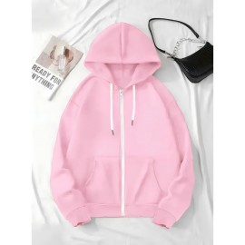 Women's Plus Size Hooded Zipper Jacket - 3-Panel Cartoon Cat Print with Pink Bows, 100% Polyester Machine-Washable Spring/Fall Casual Outerwear, Gift for Fans, Fall Fashion, Playful Design, Comfortable Fit, Cozy Outerwear, Fashion Lovers