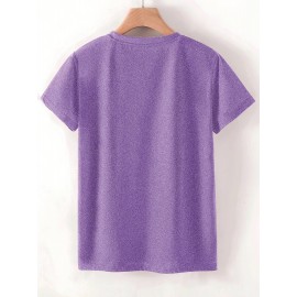 [Cute Heart T-Shirts] 3pcs Women's Heart Graphic T-Shirts | Casual Crew Neck Short Sleeve Tops with 