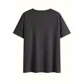 Women'S Casual V-Neck T-Shirt with Alphabet Print, Polyester 60%, Rayon 35%, Spandex 5%, Medium Stretch Knit Fabric, Regular Length, for Spring/Summer/Fall - 180g/m²