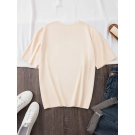 Plus Size - Women'S Plus Size Halloween Cat Print T-Shirt - Black Casual Crew Neck Tee with Playful Cartoon Cats, Breathable & Comfortable for Casual Attire, Halloween Shirts